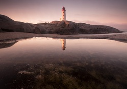 reflection of a lighthouse