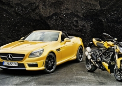 Mercedes Benz SLK 55 AMG And Ducati Streetfighter