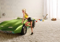 Barbie and her car