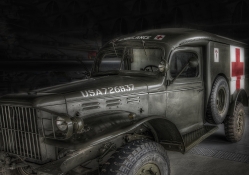 WWII US military medical truck hdr