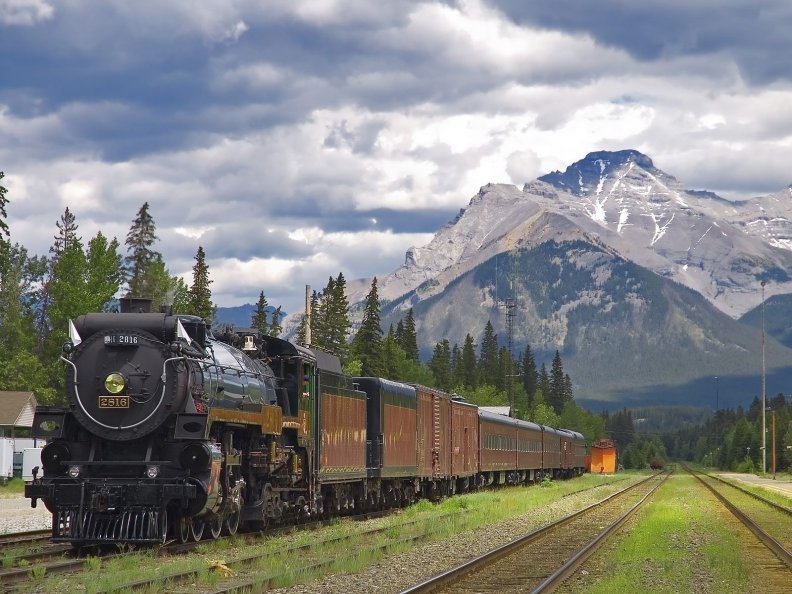 train railroad rails mountains