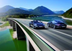 Porsche Crossing On Bridge