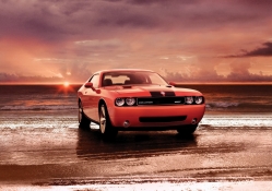 Dodge Challenger and Sunset