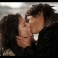 Romantic kiss in the rain