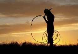 Cowgirl and Sunset
