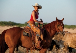 Cowgirl Riding The Ranch