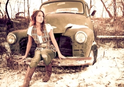 Cowgirl And Old Truck