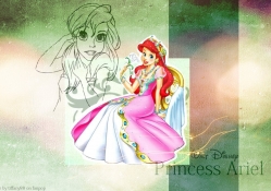 Disney Princess Ariel With Green Background