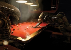 Alien and Predator Playing Pool