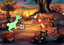 Rabbit and Tigger with Pumpkins