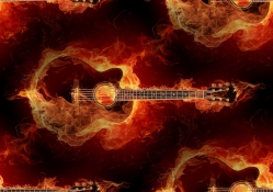 Fire at guitar