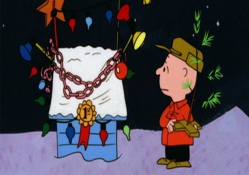 charlie brown with chained doghouse
