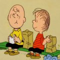 charlie brown and linus eating lunch