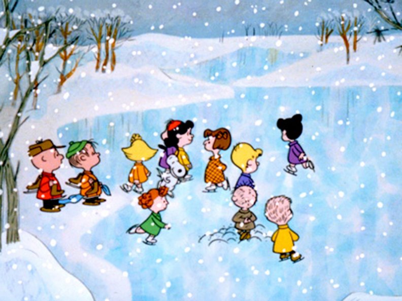 charlie brown and friends ice skating