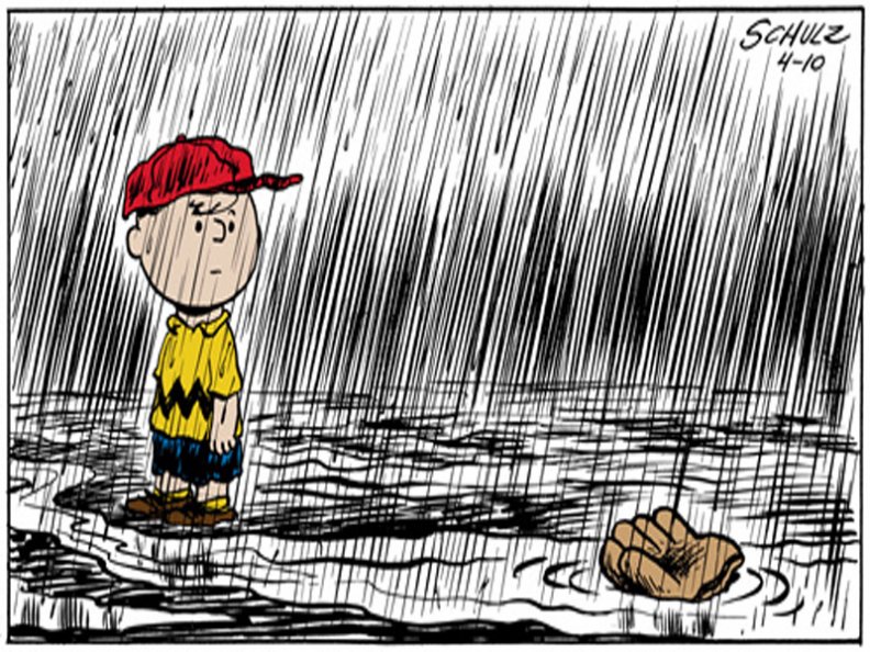 charlie brown in the pouring rain