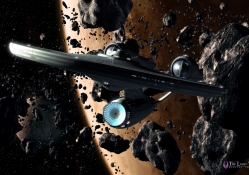Star Trek New 1701 in Asteroid Field