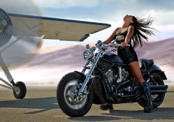 Model on a Motorcycle