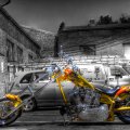 Yellow chopper with flames 