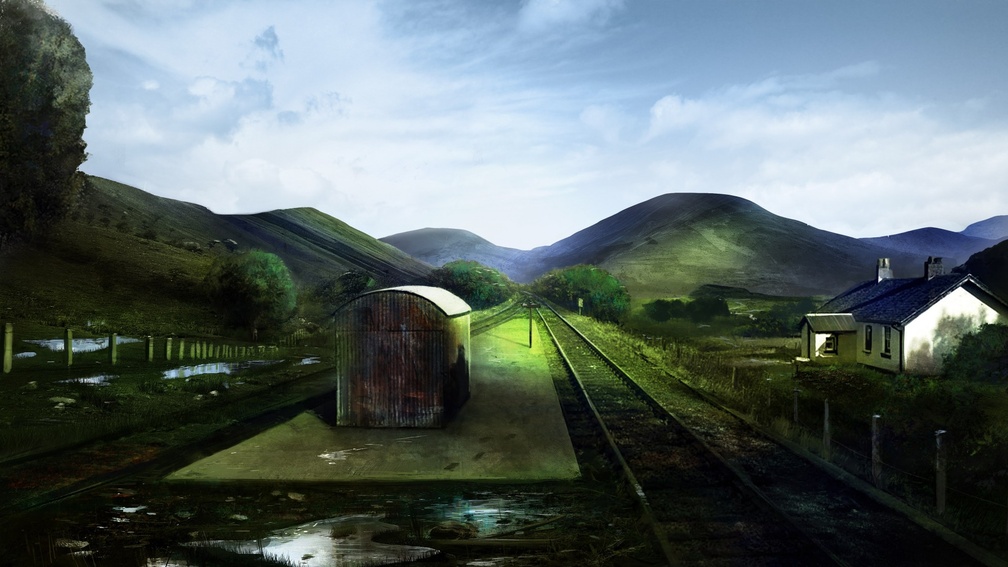 Landscape Railroad Painting Artwork