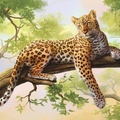 Leopard on Tree Painting Artwork