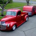 Old Ford Truck, With A Tear Drop Trailer