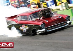 57 Chevy Dragster, Doing A Burnout