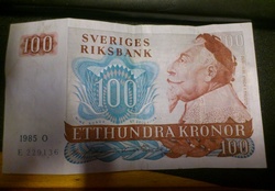 The old 100 kr bill of Sweden.