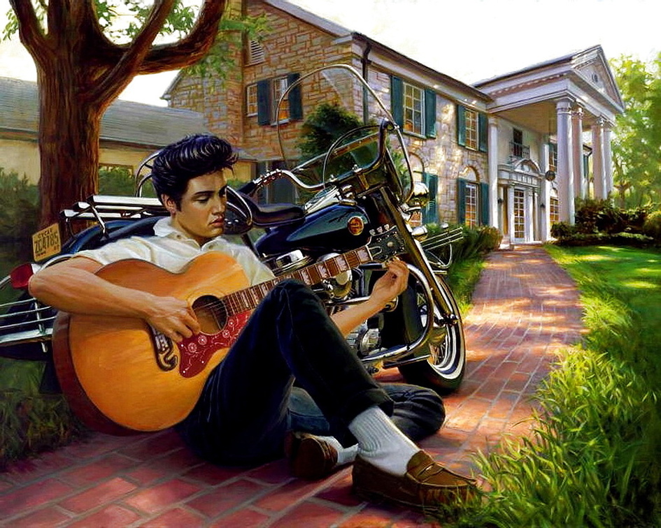 Elvis playing the guitar