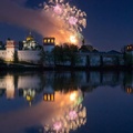 fireworks over moscow monastery