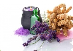 Essential oils of lavender and candle