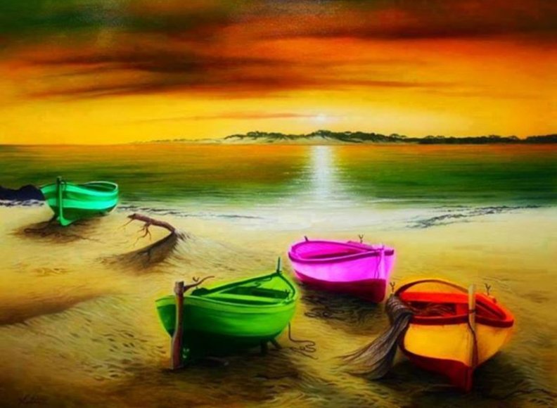 Colorful Boats on the Shore