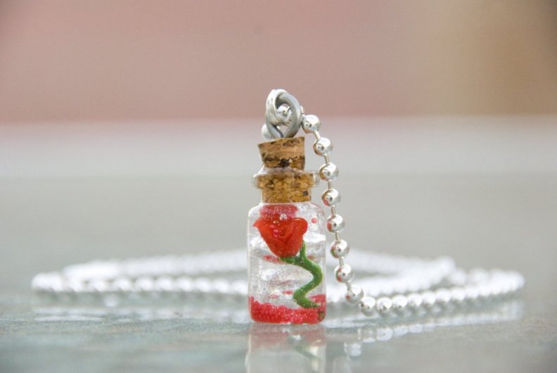 Beauty &amp; the Beast rose necklace