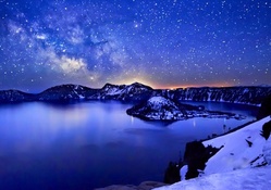 superb starry sky above crater lake