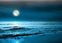 large full moon over the ocean
