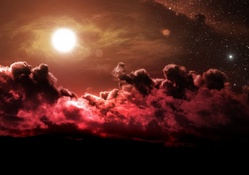 moon over red clouds