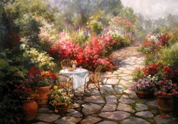 Table in Flower Garden