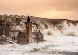 massive sea storm surge in porthleven england