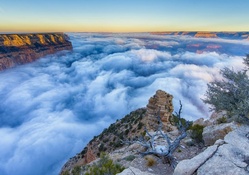 fabulous morning fog in the grand canyon hdr