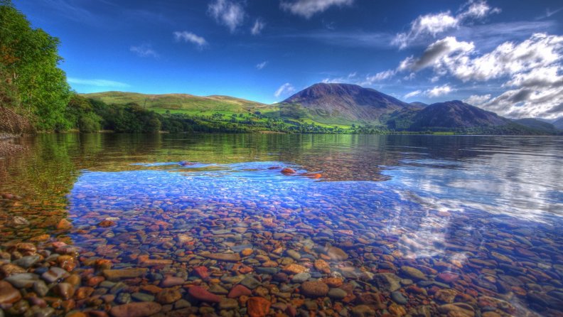 gorgeous clear lake with stone bottom hdr