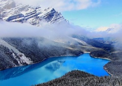 spectacular blue mountain lake in canada