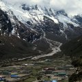 village in a himalayan valley in nepal