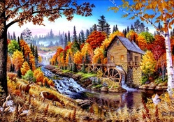 Mill in Autumn Nature
