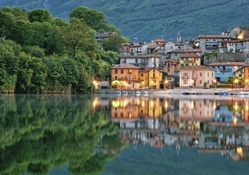 town on lake mergozzo in italy hdr