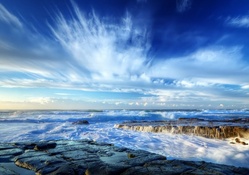 splendid seashore under deep blue sky hdr
