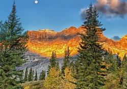 moon over majestic mountain hdr