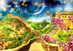 Great wall of china in spring