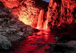 marvelous red waterfall