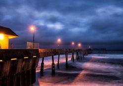 ocean pier in evening hdr