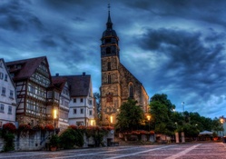 beautiful church square in boeblingen germany hdr