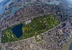 aerial fish_eye view of central park nyc